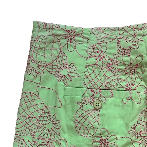Lilly Pulitzer Lime Green with Embroidered Pineapples and Flowers A-Line Skirt - Picture 3 of 6